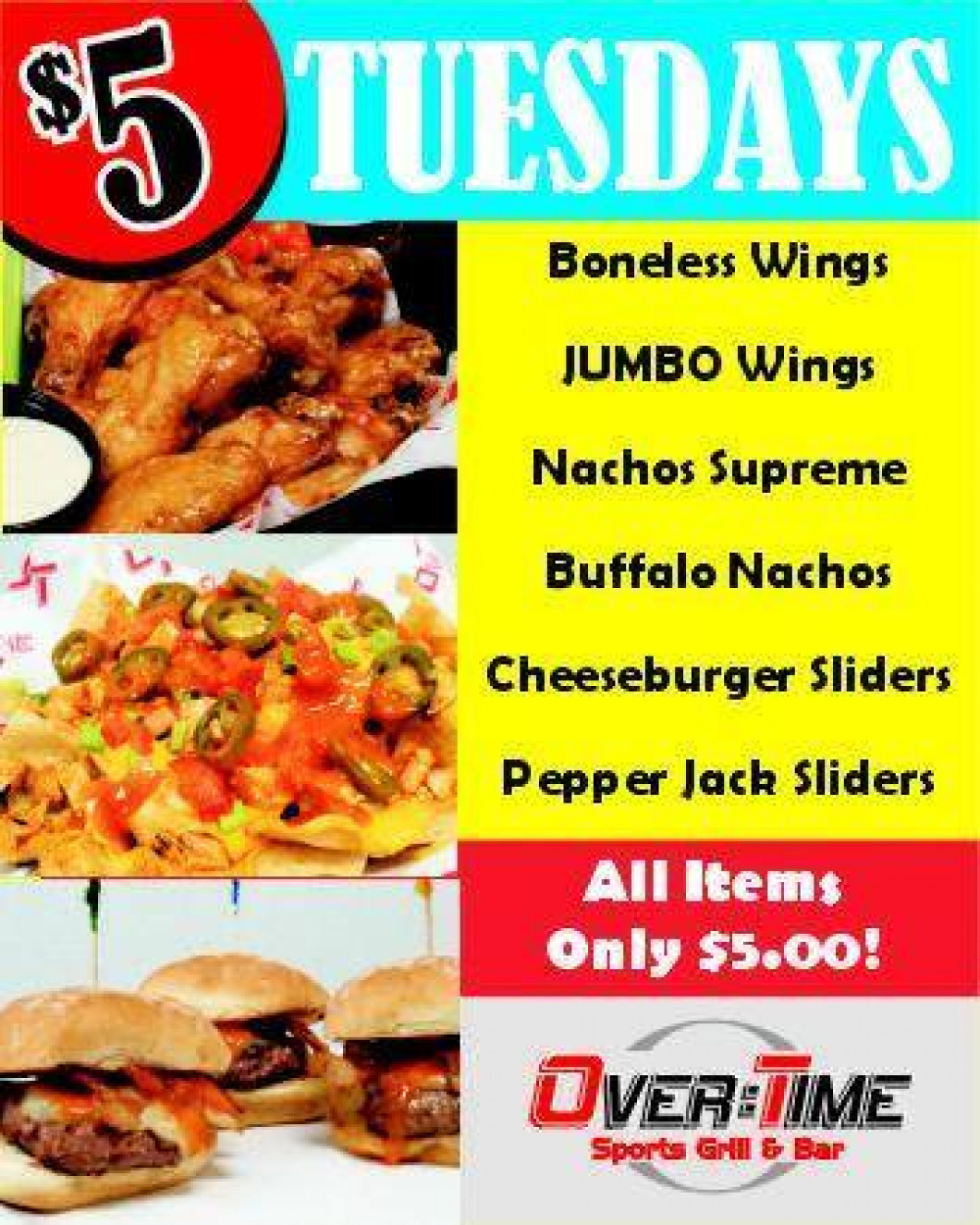 Specials Over Time Sports Grill & Bar